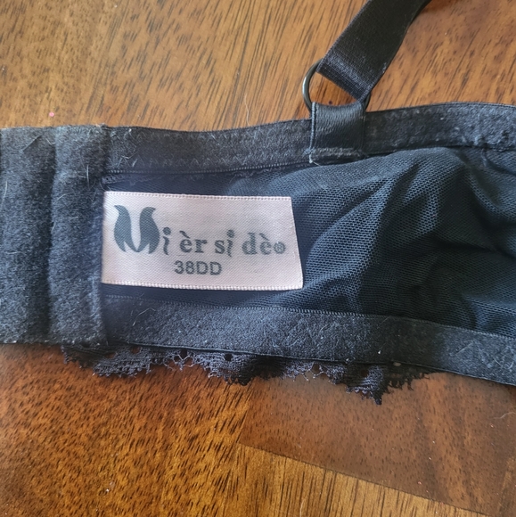 Worn Black Push Up Underwire Bra Size 38DD by Mierside. - Picture 6 of 7